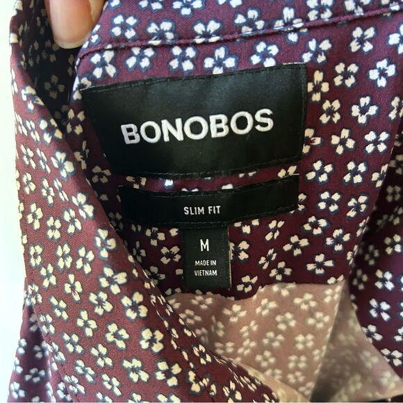 Bonobos Purple White Floral Slim Fit Button Front Shirt - Medium - Picture 7 of 9